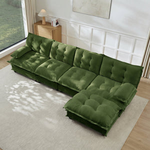 138" L Shaped Modern Sofa Modular Sectional Cloud Couch with Ottoman