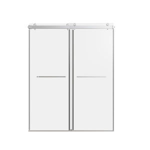 Frameless Double Sliding Shower Door In, Thick Tempered Glass, Reversible Installation