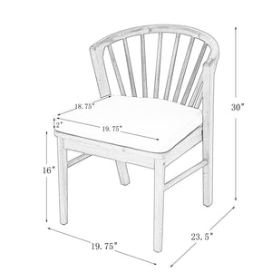 Outdoor Dining Chairs Set of 2 with Acacia Wood and Cream Washable Cushions