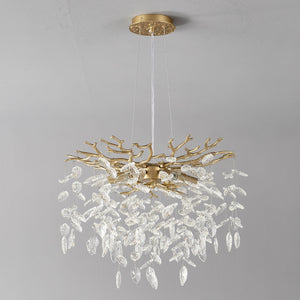 6-Light Chandelier Crystal Ceiling Lamp - Gold Finish