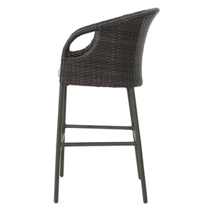 Outdoor 31" Rattan Barstools With Waterproof Cushions (Set of 2) - Multi Brown