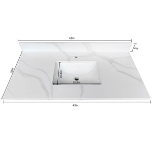 43-inch Quartz Bathroom Vanity Top with Undermount Single Bowl Sink