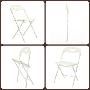 Folding Chairs, Stackable & Waterproof (Set of 4) - White