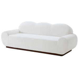 88 in. Round Arm Cloud Curved 3-Seater Modern Upholstered Chenille Sofa, Snow