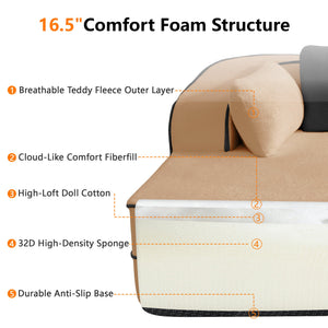77.2" Teddy Fabric No Assembly Sofa in Camel