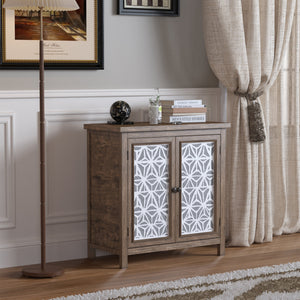 Rustic Natural Aged Brown Solid Wood Transitional Storage Cabinet – 31.89'
