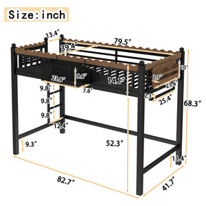 Twin XL Size Loft Bed with Ladders and Storage Shelves