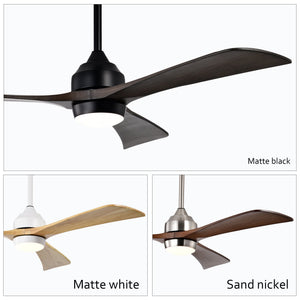 52" Solid Wood Blades Ceiling Fan with Lights Remote Control, Quiet DC Motor