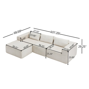 107" Compressed Sectional Sofa (Beige)