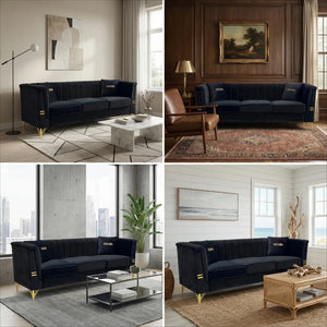 Mosharong-55 Velvet 3-Seater Sofa