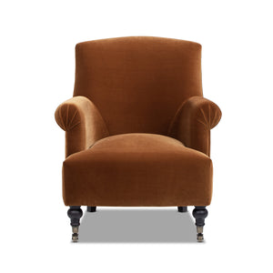 Eloise 30' Pleated Sock Arm Accent Armchair, Burnt Orange Performance Velvet