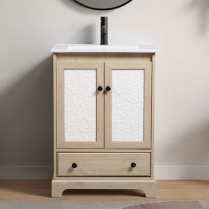 Bathroom Vanity With Basin 1 Drawer, Particle Board Construction, Free Standing Storage - Brown