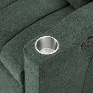 Convertible Sofa Bed Loveseat Sofa With Three USB Ports, Two Side Pockets, Two Cup Holders And 360° swivel Phone Holder For Living Room