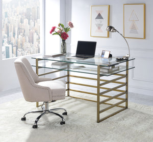 Shona Clear Glass Top & Antique Desk