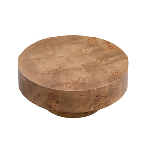 31.49" Burl Wood Veneer Round Coffee Table