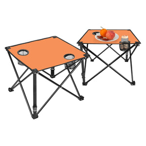 2Pcs Foldable Camping Table Portable Picnic Table Lightweight Travel Desk with 2 Cup Holders/Table Carrying Bag