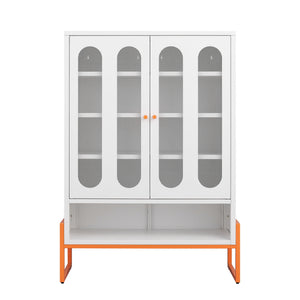 Modern Metal Shoe Cabinet With DoublebSided Doors And Adjustable Partitions