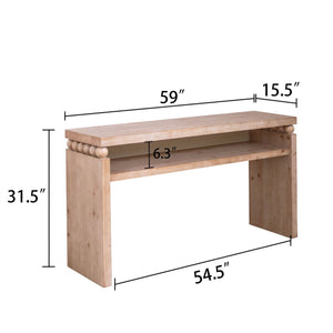 Modern Rustic Console Table – 59” Wood Entryway Table with Shelf & Decorative Bead Detail