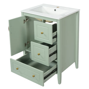 Retro Bathroom Vanity With Sink, Soft Closing Cabinet & Drawers