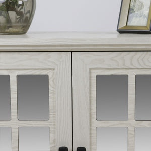 Sideboard Cabinet With Mirrored Doors, Adjustable Shelf, Metal Handles