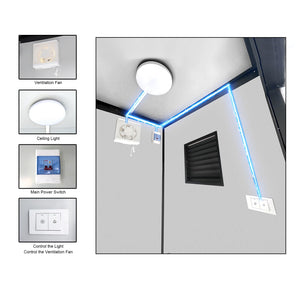 Portable Toilet Cabin - Outdoor Shower Room with Shower, Lights, Sink, and Ventilation Fan