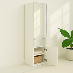 Elise - Slim Modular Closet Cabinet With Mirror - White