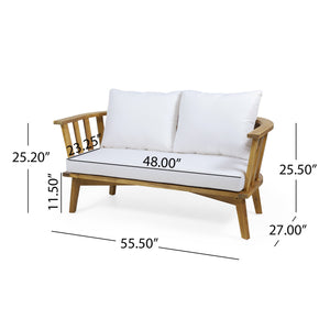 4-Pieces Acacia Wood Patio Furniture Set with Cushions