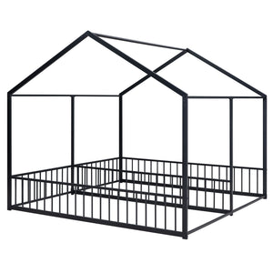 House Platform Beds, 2 Shared Beds, Metal Frame With Guardrails