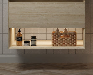 FRIGGA 30" Wall-Mounted Cabinet with One Drawer and Open Shelf