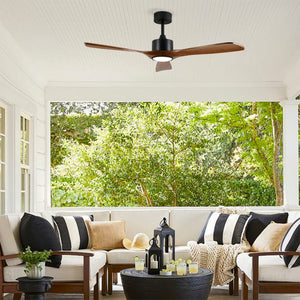 52 Inch Solid Wood Ceiling Fan with Light Kit and Remote Control