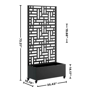 Metal Planter Box with Trellis, 73"x35"x16" Raised Garden Bed