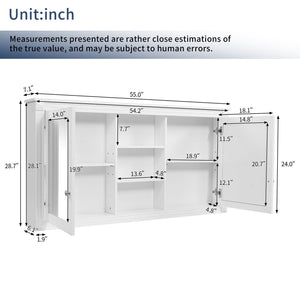 Modern Wall-Mount 2 In 1 Mirror Cabinet With Adjustable Shelves, Soft-Closing Hinges