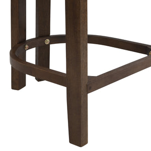 26" Counter Height Bar Stool, Upholstered Counter Stools (Set of 2) - Walnut & Beige
