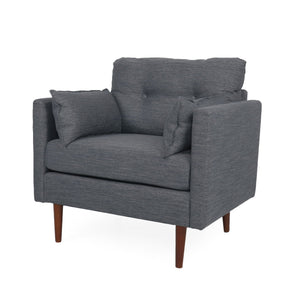 Enchantica Upholstered Fabric Club Chair with Button Tufting and 2 Accent Pillows