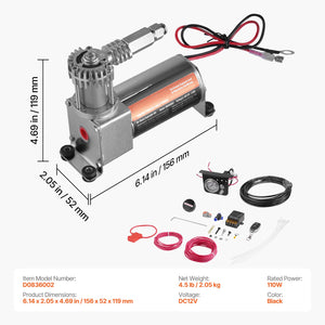 Air Shock Controller Kit 12V 100PSI On-Board Air Compressor System