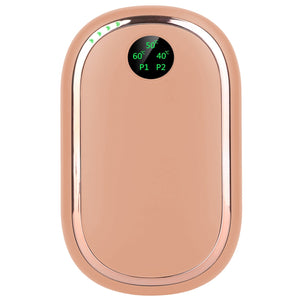 Rechargeable Hand Warmer Electric Hand Heater Portable Reusable Pocket Warmer Power Bank with Digital Display Sunset Light 3 Levels Double-sided Heati