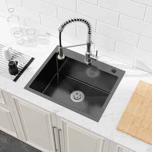 Stainless Steel Kitchen Sink, 23"x19" Single Bowl, Undermount Handmade Sink