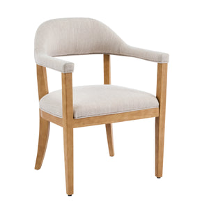 Wood Frame Upholstered Dining Chairs with Armrests (Set of 2)