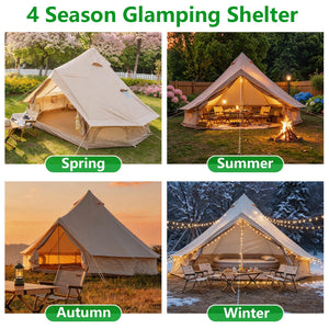 Oxford Bell Tent 13.1FT with Stove Jack for Family Camping
