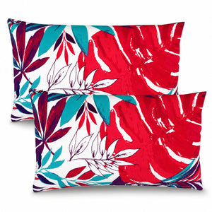 2 Pack Outdoor Lumbar Pillow Covers - Tropical Leaves