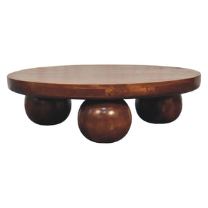 Solid Wood Central Ball Table, Chestnut