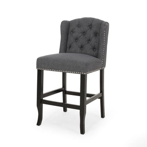 Vienna Fabric Tufted Counter Stool With Nailhead Accents (Set of 2)