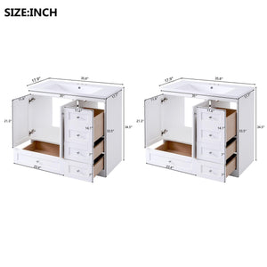 Shaker Free Standing Bathroom Vanity Cabinet & Sink, Soft Close Drawers, Soft Close Doors