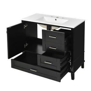 Bathroom Vanity, Modern Bathroom Cabinet With Sink Combo Set, Bathroom Storage Cabinet With A Soft Closing Door And 3 Drawers, Solid Wood Frame