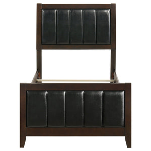Twin Panel Bed With Headboard And Tapered Legs - Brown