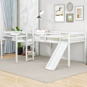 L Shaped Loft Bed With Ladder And Slide