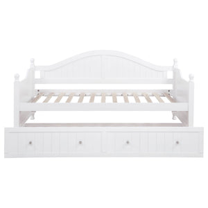 Twin Daybed With Trundle Storage Bed - White