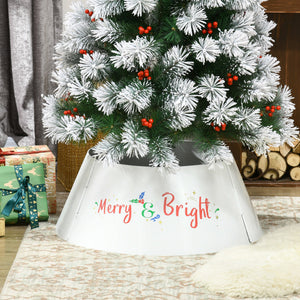 26 Inch Christmas Tree Collar Ring with Metal Stand Cover - Silver