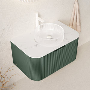 DINA 30" Bathroom Vanity with Floating Curved Edges and Crystal Glass Basin