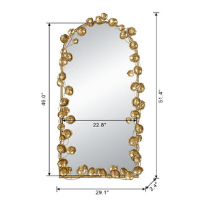 Full Length Arched Wall Mirror With Gold Leaf Accents
